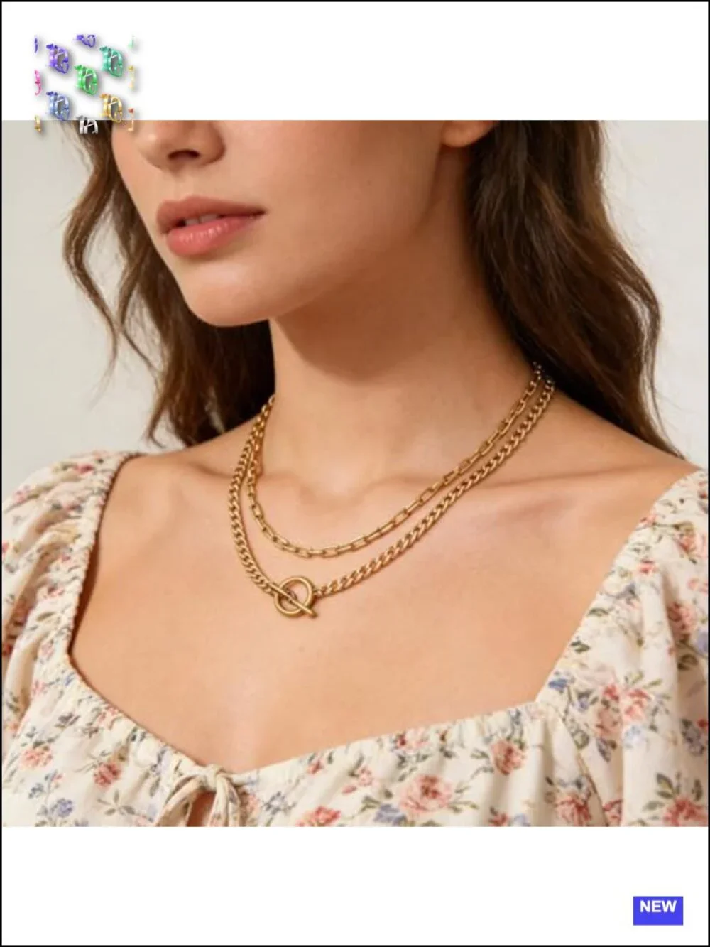 Gold Chunky Layered Necklace Set - Paperclip & Cuban Link Chains with Toggle